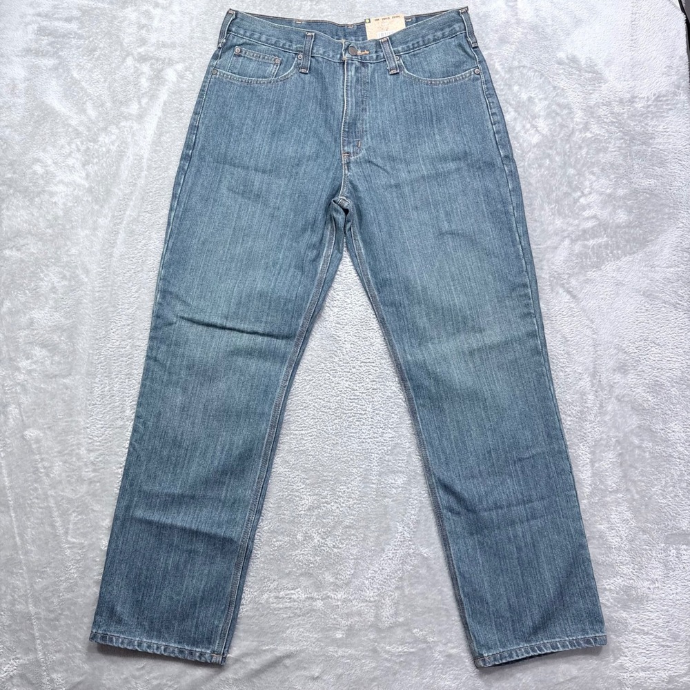 NWT Carhartt Holter Jeans Mens 35x32 Blue Relaxed Fit Straight‎ Leg BD1483-M